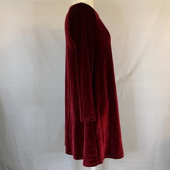 Burgundy Faux Velvet Long Sleeve Dress Womens Size S - Picture 5 of 13
